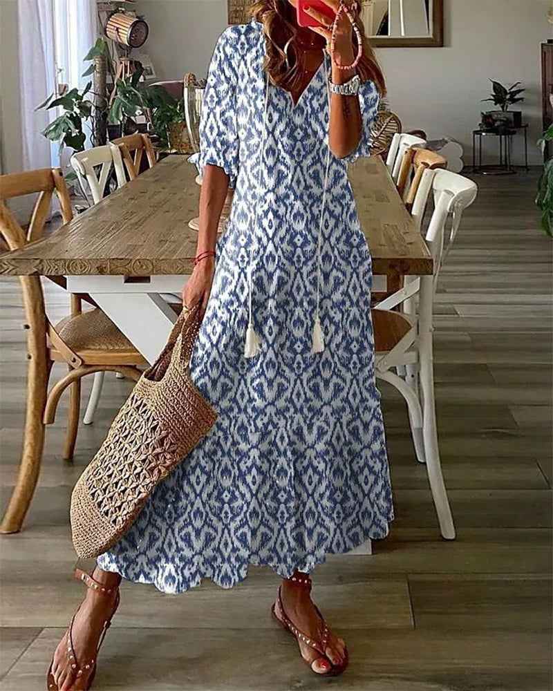 MICHAELA | PRINTED FRINGED DRESS