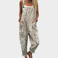 GREY PRINTED ADJUSTABLE-STRAP DUNGAREES