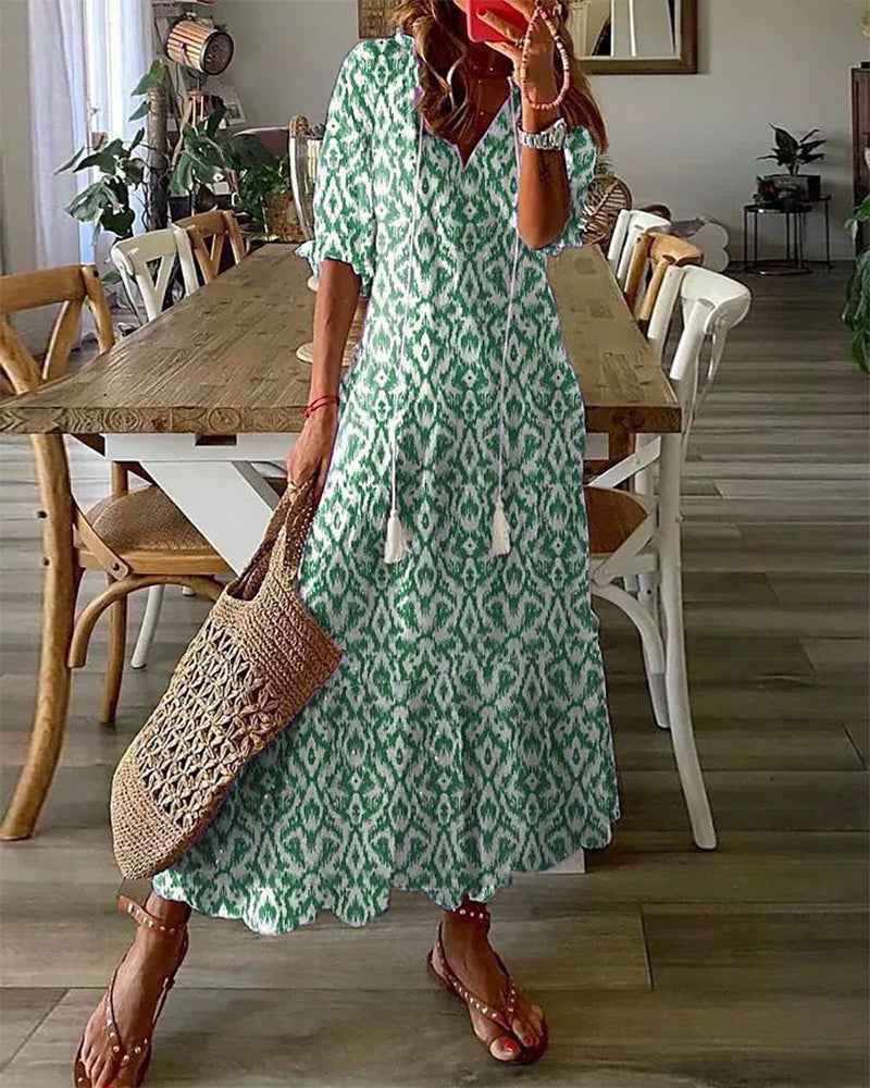 Michaela | Boho Printed Dress