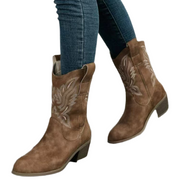 Caoimhe | Western Style Ankle Boots with Embroidered Detail