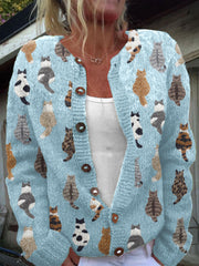 Graziella | Cardigan With Cat Print And Comfortable Fit