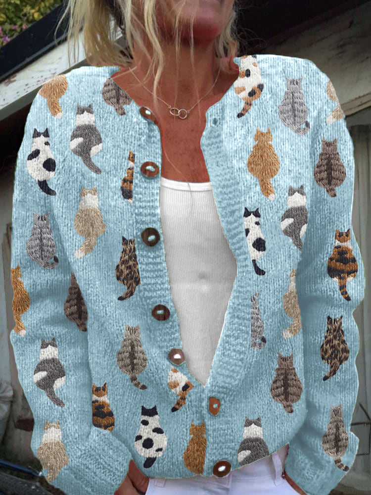 Graziella | Cardigan With Cat Print And Comfortable Fit