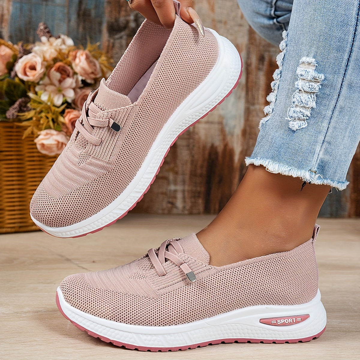 Jacquetta – Orthopaedic Knit Slip-On Trainers