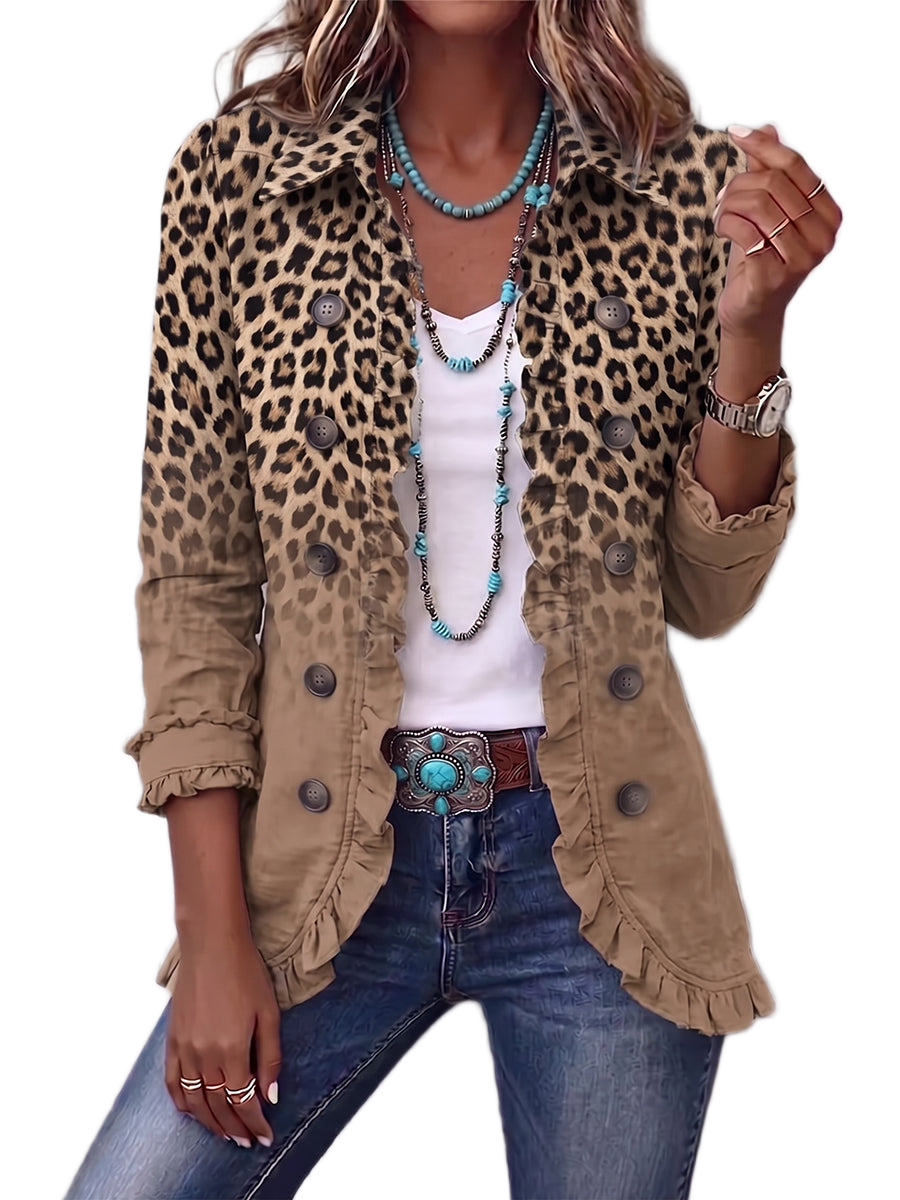 Alessia | Vintage Jacket with Leopard Ombré & Ruffles