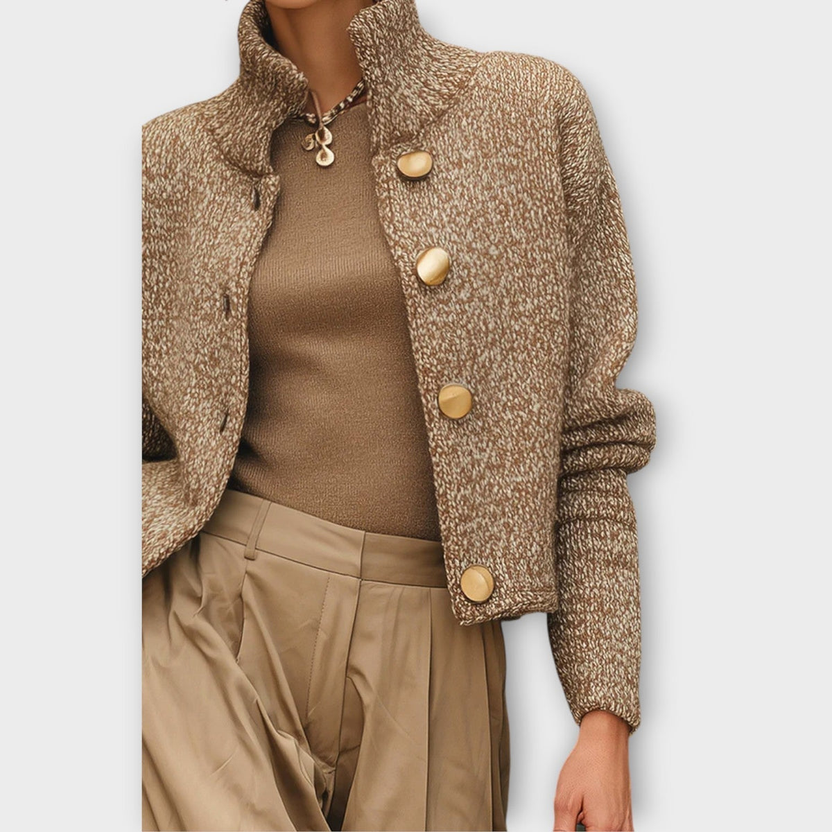 Tamisha | Stand-Collar Button Cardigan