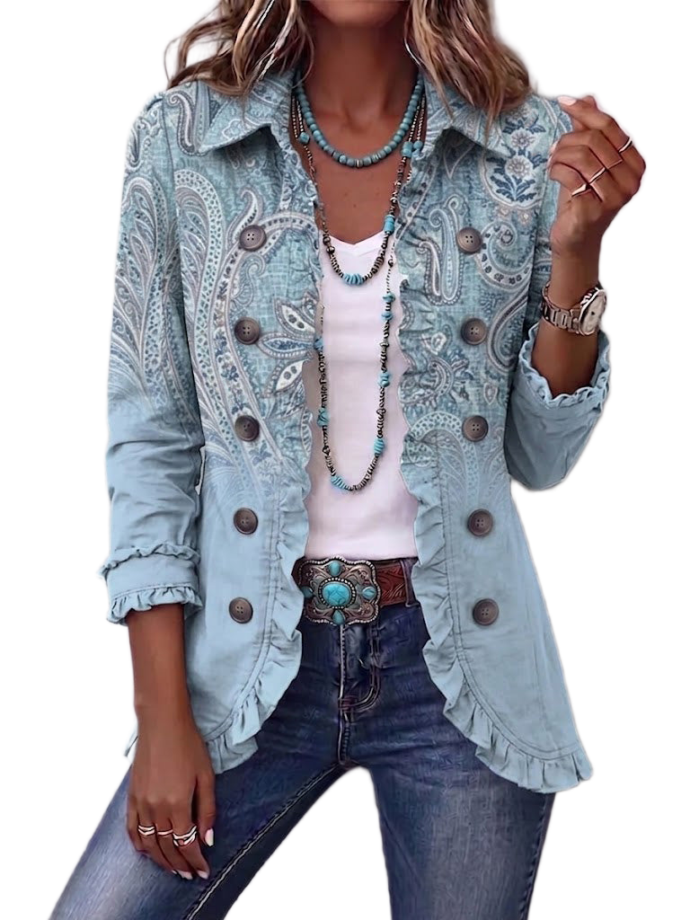 Albina | Vintage Jacket with Paisley Motif & Ruffles