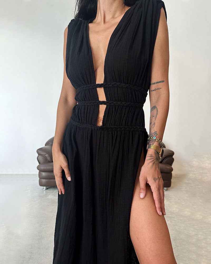 ZOLLA | SLEEVELESS V-NECK DRESS