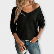 Evers | Casual Black Jumper With Diamond Pattern