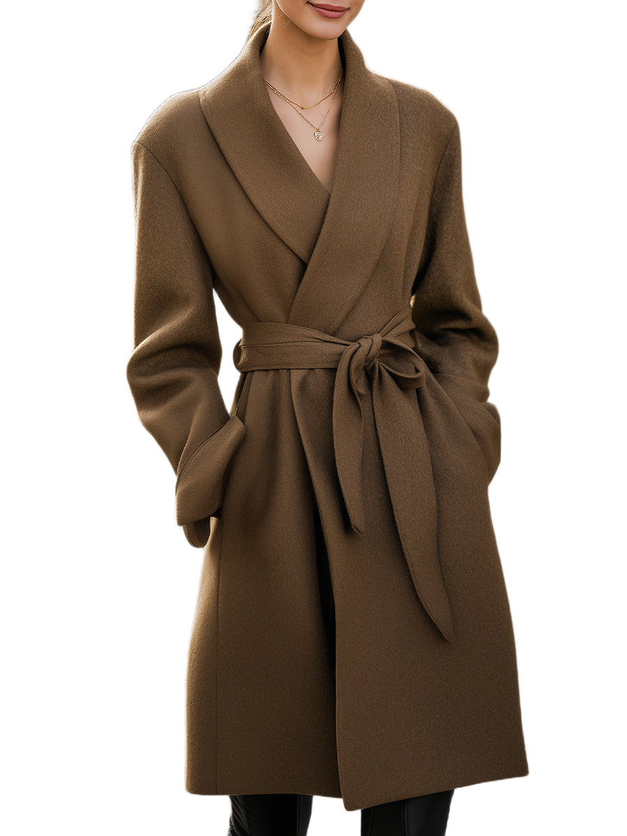 Reba | Belted Shawl-Collar Coat