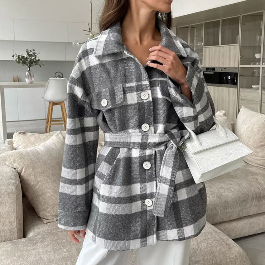 Darleen | Belted Check Jacket