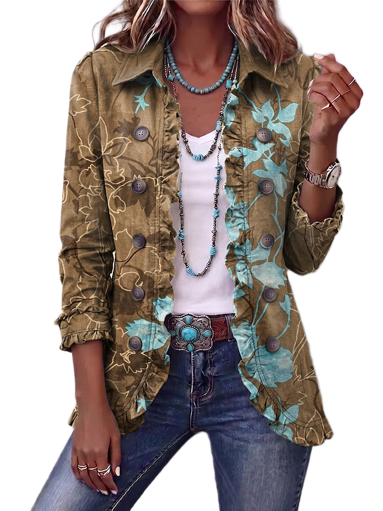 Aida | Vintage Boho Jacket with Floral Ombré