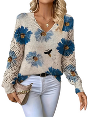 Raizel | Floral Open-Knit Jumper
