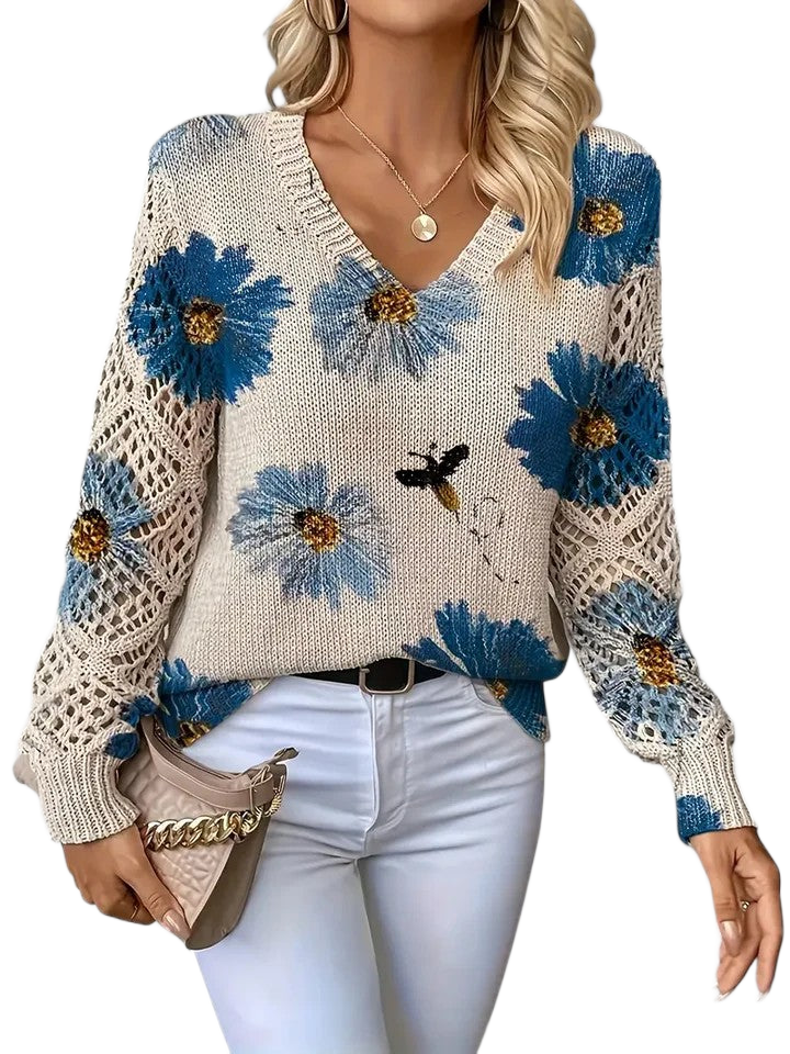 Raizel | Floral Open-Knit Jumper