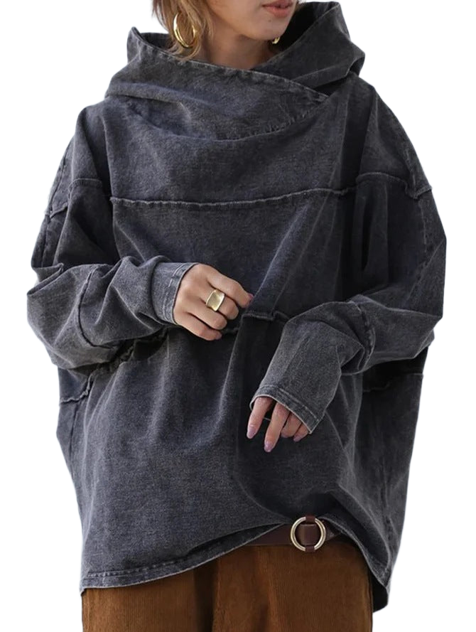 Niesha | Draped-Neck Hooded Sweatshirt