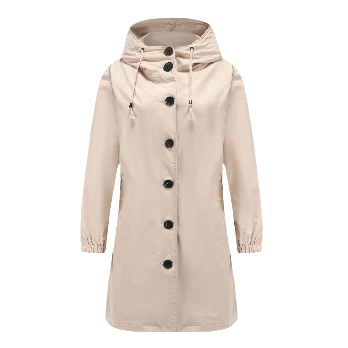 Tia | Long Button-Front Hooded Coat