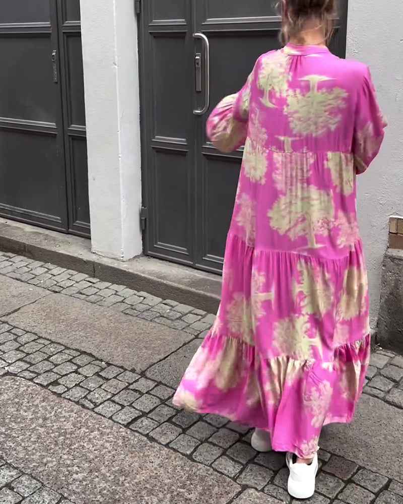OPHELIA | PRINTED V-NECK DRESS