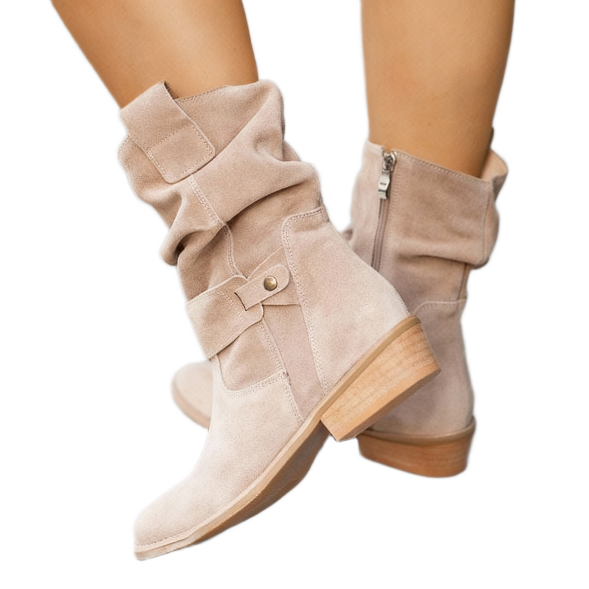 Kainaat | Ankle Boots with Strap Detail and Low Block Heel