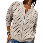Wanita | Open-Knit Zip Cardigan