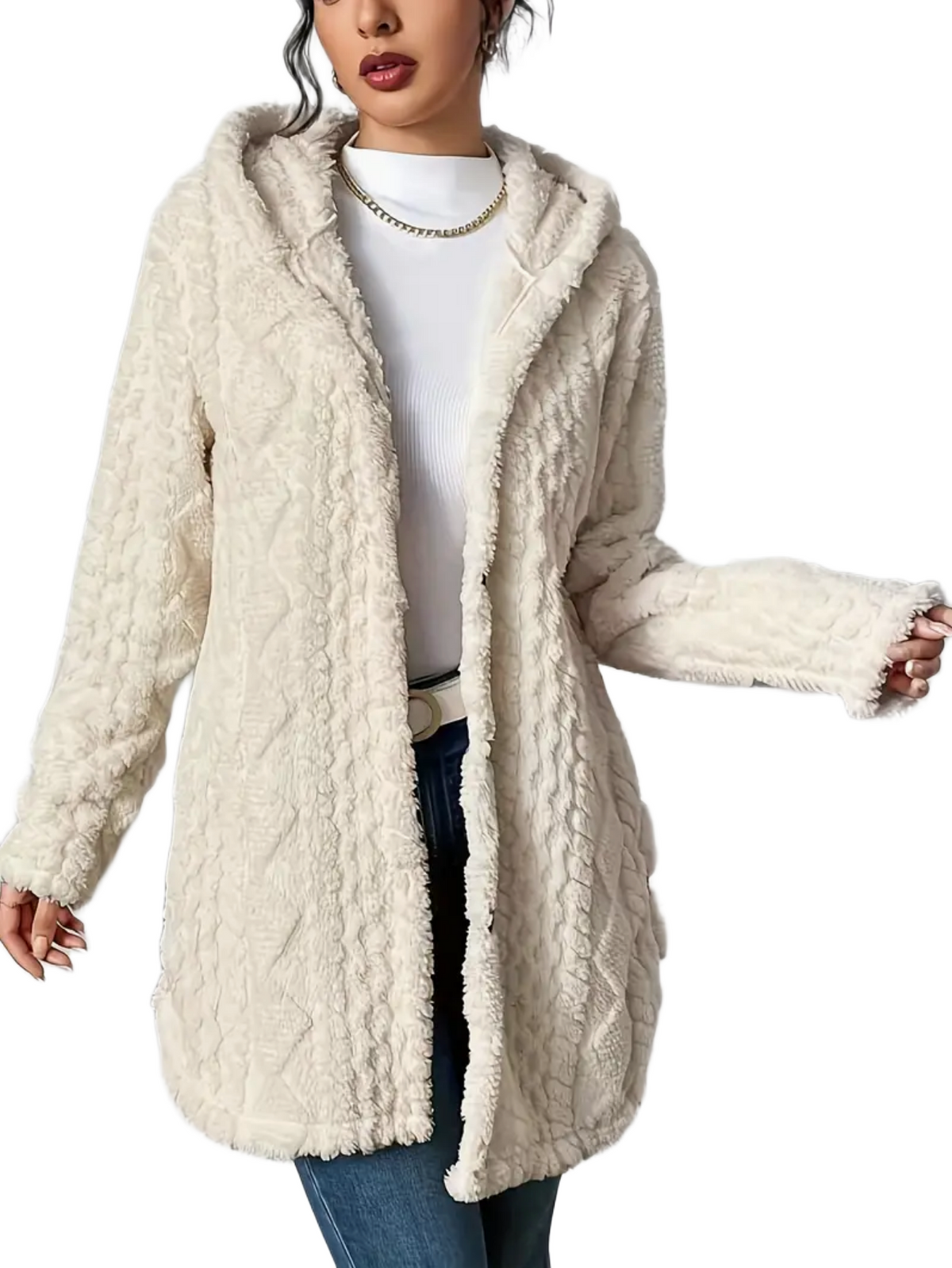 Latarsha | Hooded Textured Long Cardigan