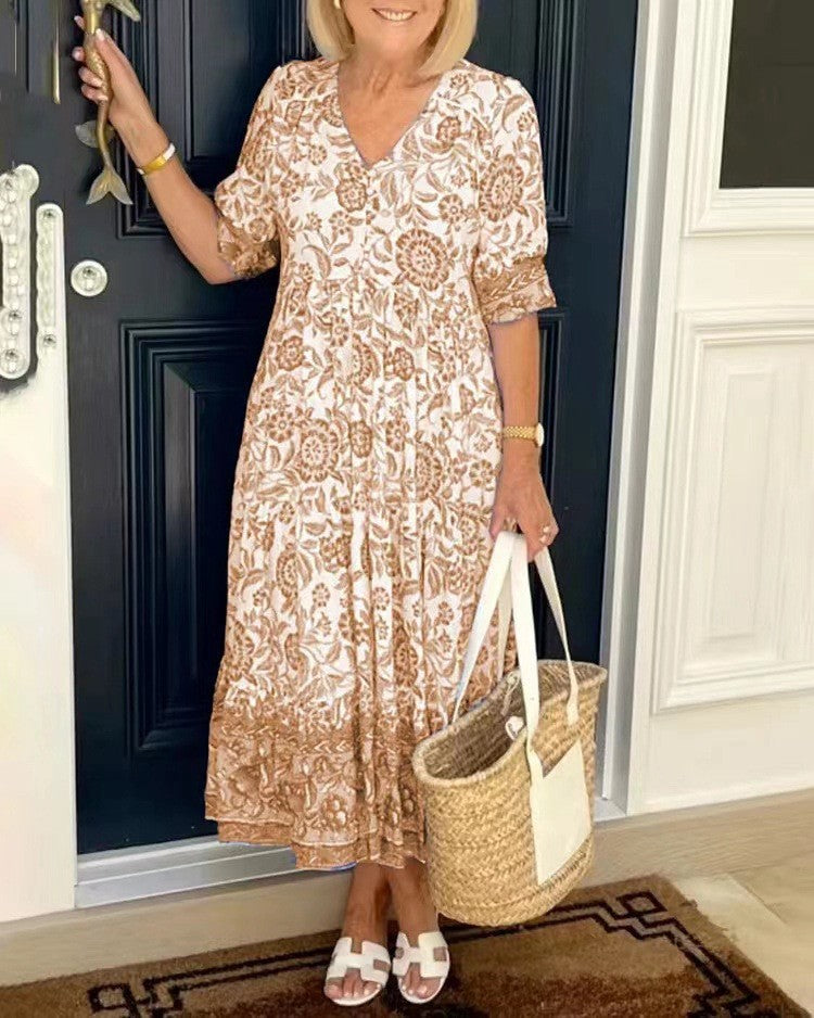 Keisha | Elegant Flower Dress With V-Neck