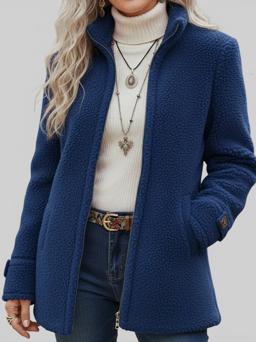 Candis | Stand-Collar Textured Zip Jacket