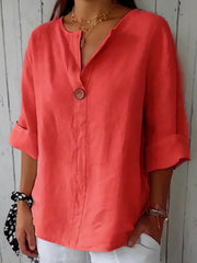 Deniece | Button-Neck Short-Sleeve Blouse