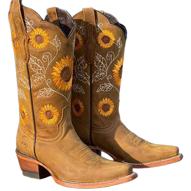 Adaleigh | Sunflower Embroidered Western Boots