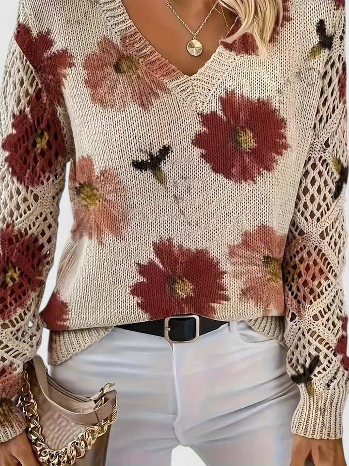Raizel | Floral Open-Knit Jumper