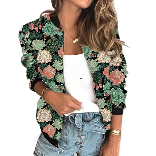 Dilys | Printed Zip-Front Lightweight Jacket