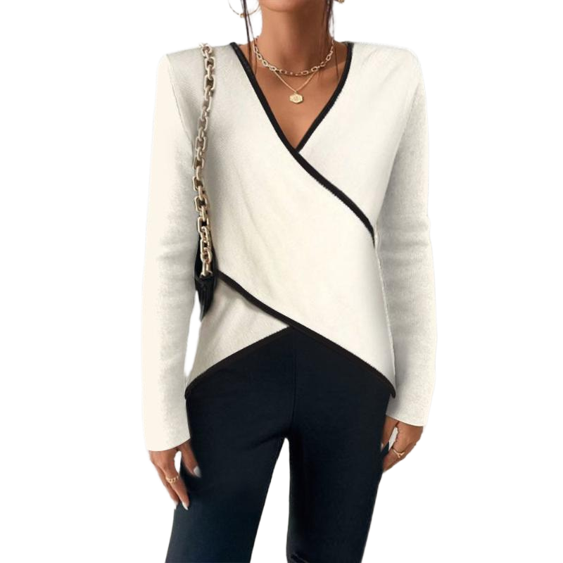 Enola | Contrast-Trim Wrap Jumper