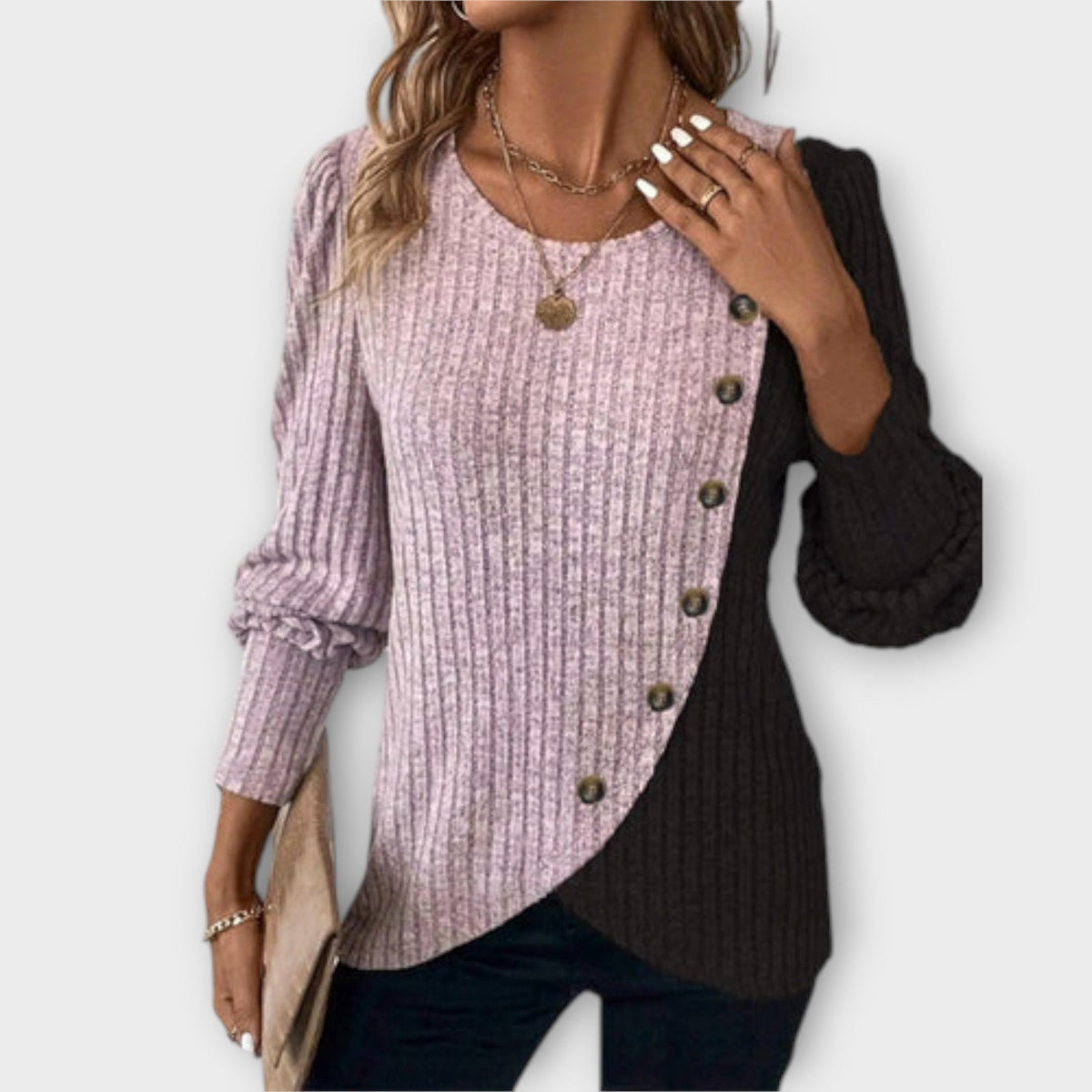 Nostalgie | Lila And Black Jumper With Colour-Block