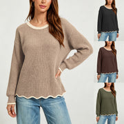 Lashawnda | Contrast Scallop-Hem Jumper