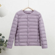 Rosamund | Lightweight Round-Neck Padded Jacket in Deep Red