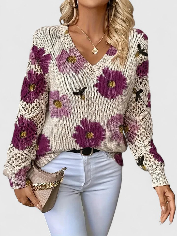 Raizel | Floral Open-Knit Jumper