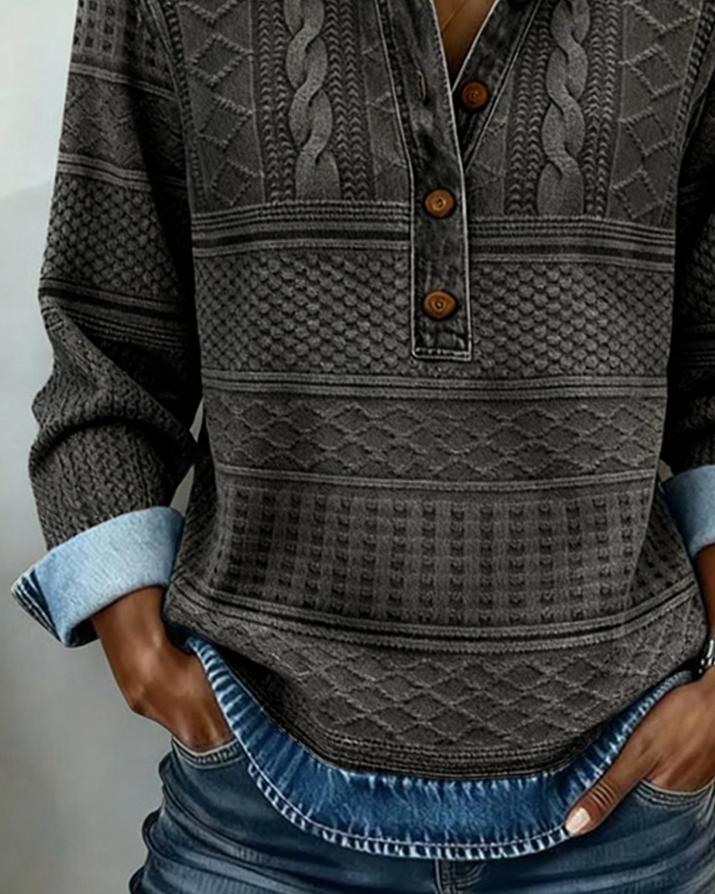 Keva | Collared Patterned Jumper