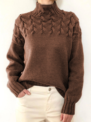 Women's jumper with a roll neckline, long sleeves and ribbed cuffs and hem