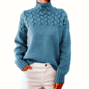Women's jumper with a roll neckline, long sleeves and ribbed cuffs and hem