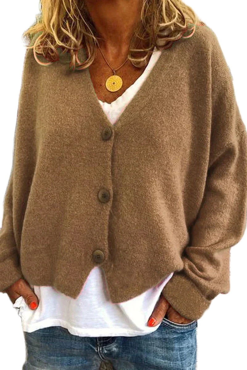Women's cardigan with a V-shaped neckline, a button front and a relaxed silhouette