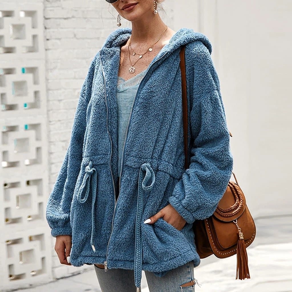 Kaylah | Hooded Drawstring Zip Jacket