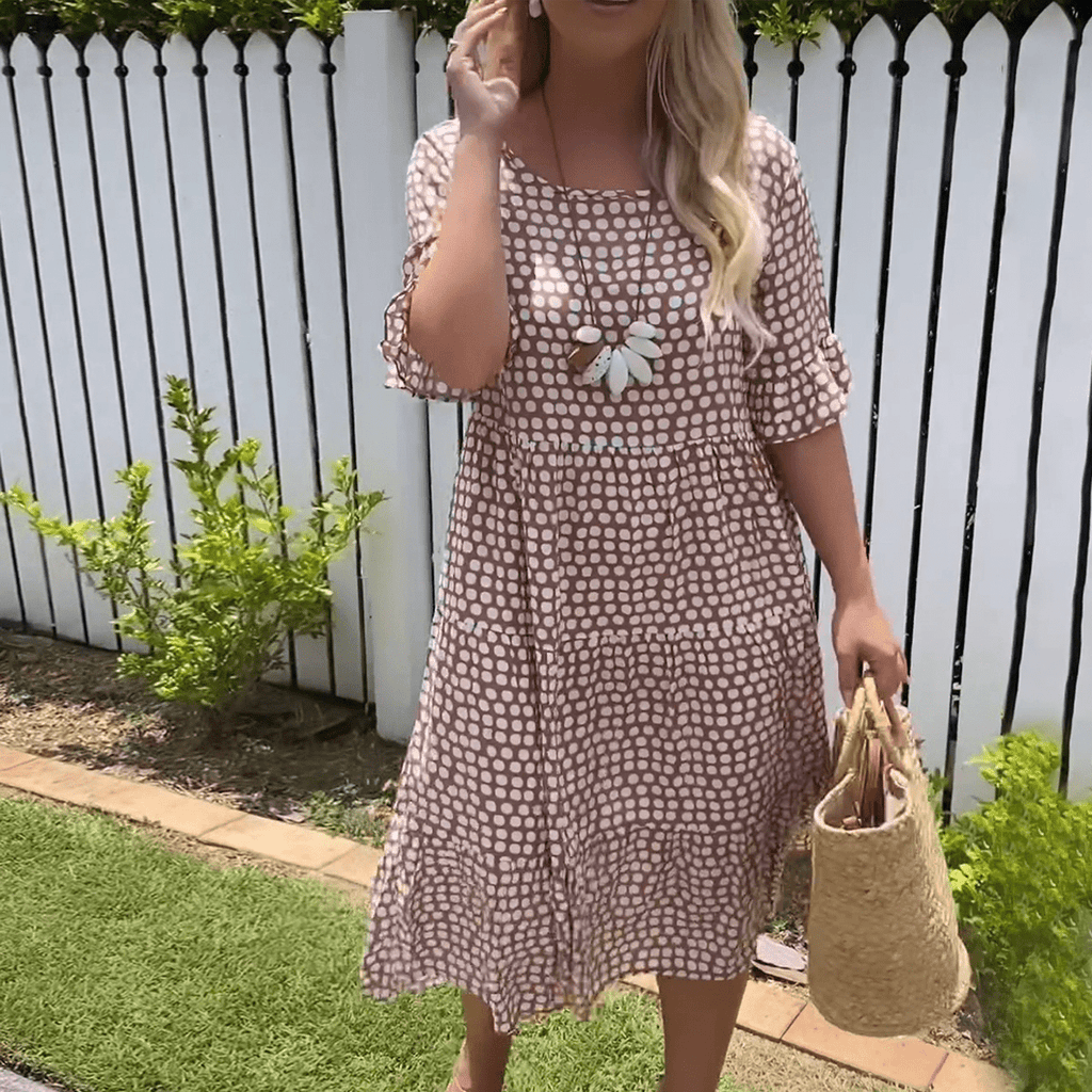 ZORA | PRINTED SHORT-SLEEVE MIDI DRESS