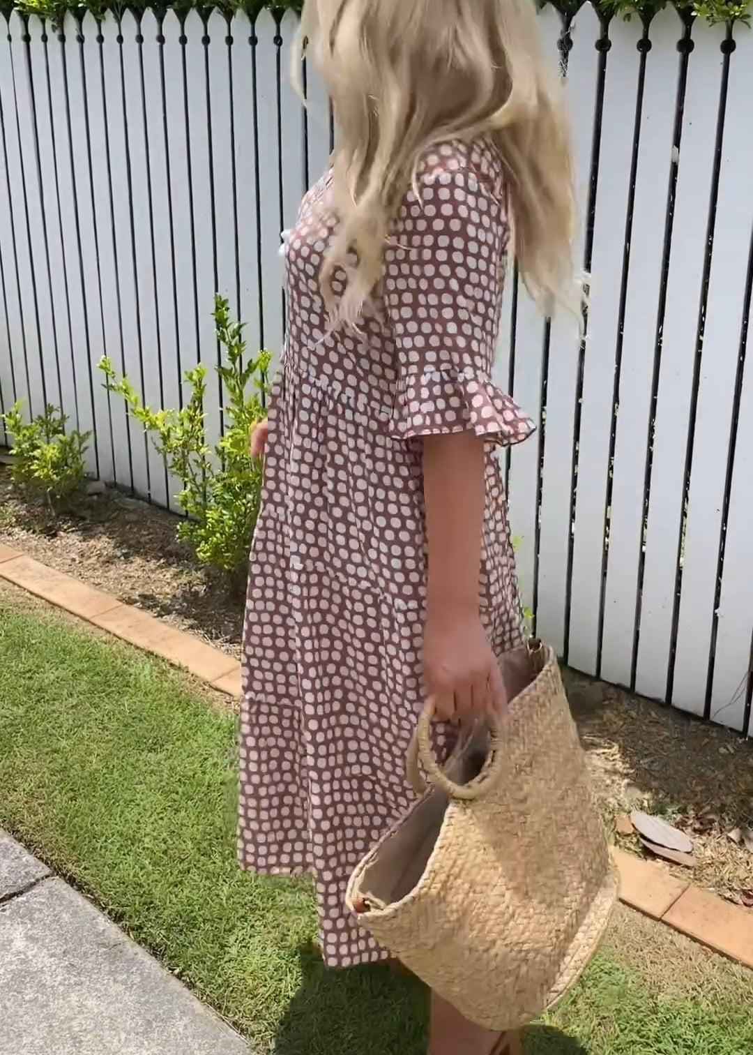 NICOLA | POLKA-DOT SHORT-SLEEVE MIDI DRESS