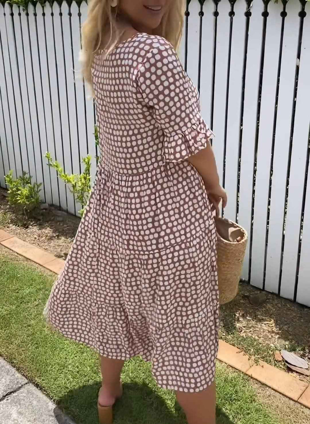 NICOLA | POLKA-DOT SHORT-SLEEVE MIDI DRESS