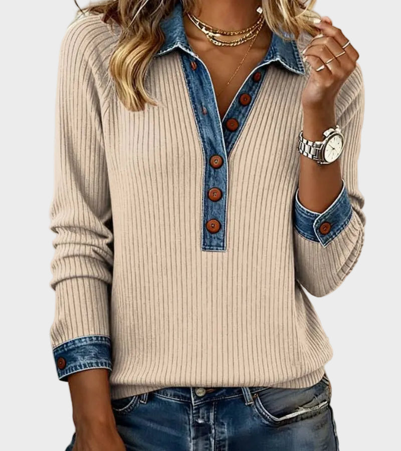 Danielle | Long-Sleeve Denim Blouse