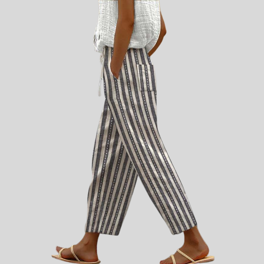 ZIP-UP ELASTIC-WAIST TROUSERS