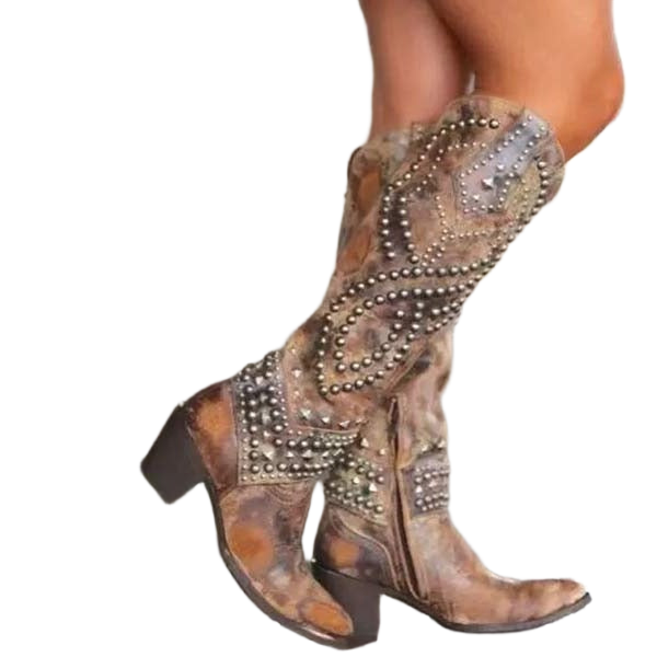 Rebecca | Studded Western Knee-High Boots