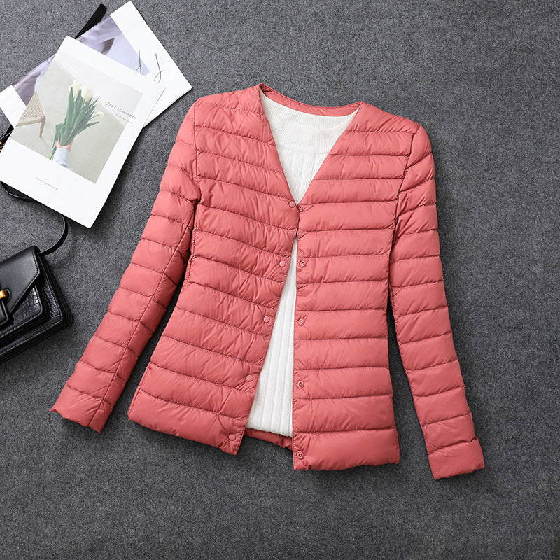 Rosamund | Lightweight Round-Neck Padded Jacket in Deep Red