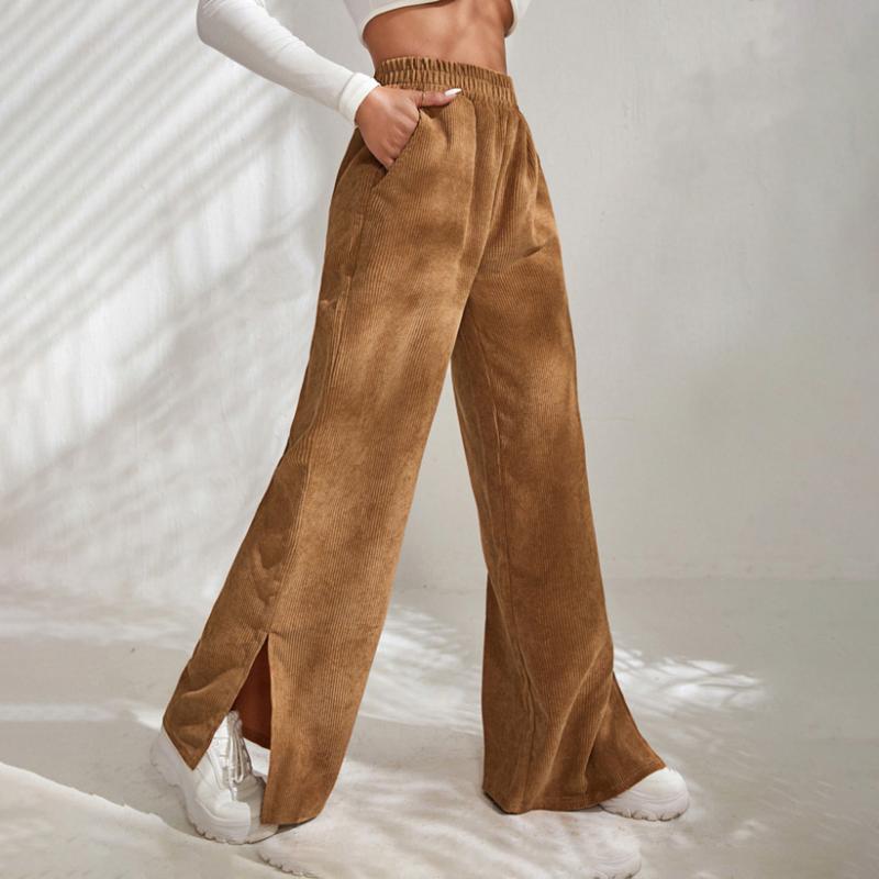NAHLA | BUTTON-FRONT WIDE-LEG TROUSERS