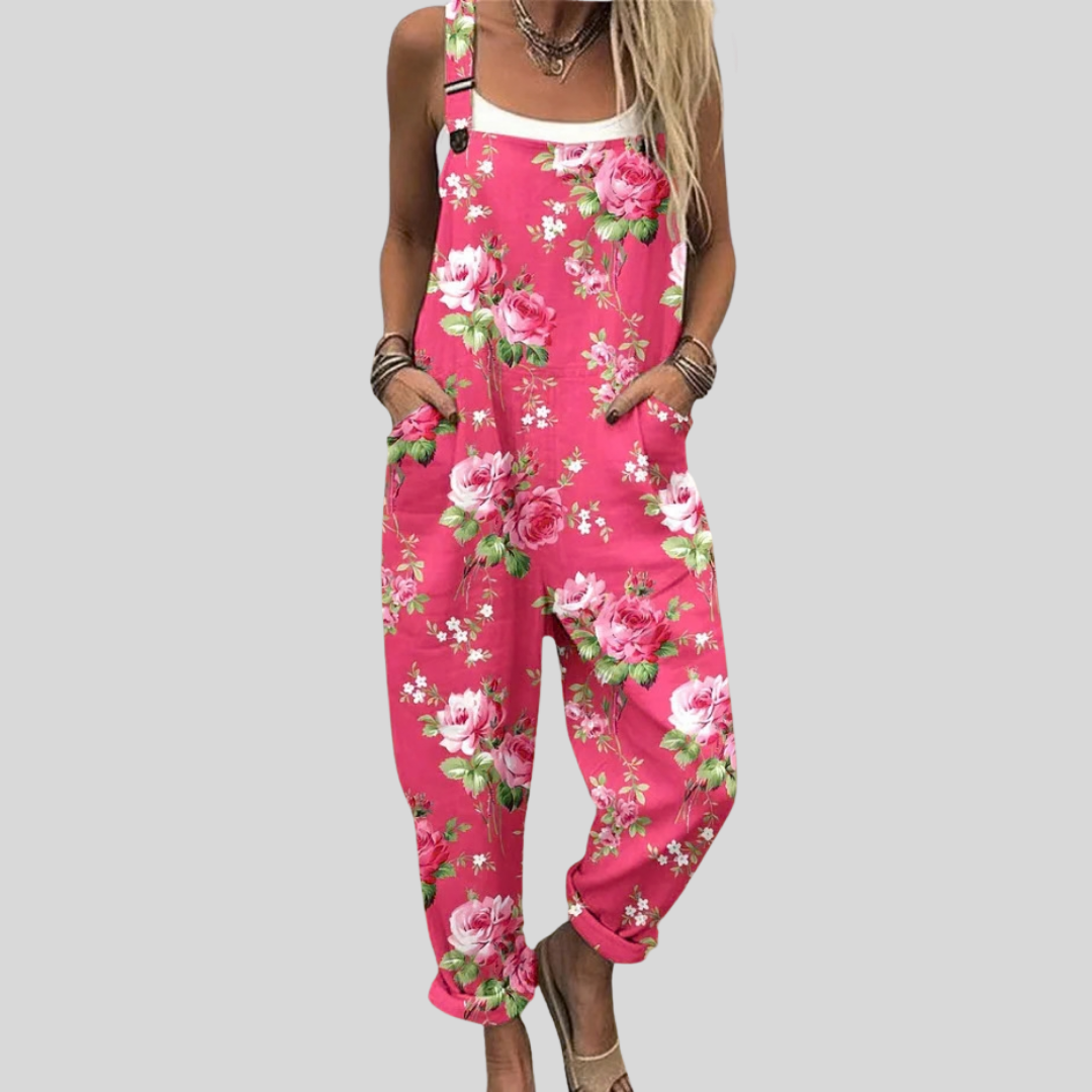 FLOWING ADJUSTABLE-STRAP CROPPED DUNGAREES