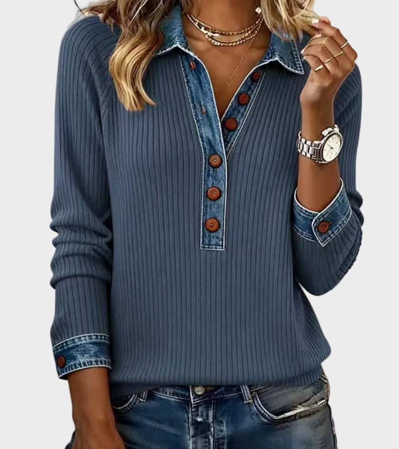 Danielle | Long-Sleeve Denim Blouse