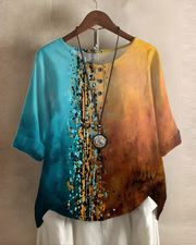Nhi | Printed Button-Neck Blouse